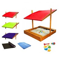 Sandkasten Aus Holz Mit Dach Abdeckung ImpräGniert Sandbox Rot 120 Cm