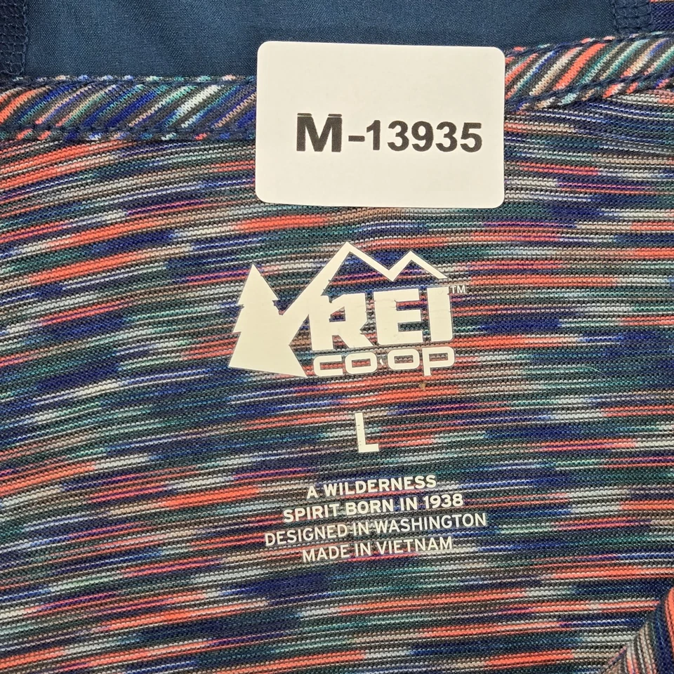 REI Co-Op 女式上衣 L 蓝色几何连帽运动服标志长袖 — 第 2/4 张图片