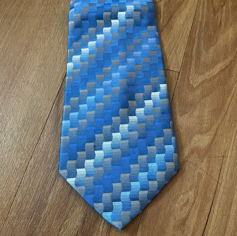 Corbata geométrica Dockers para hombre 100 % seda azul multicolor Foto 2 de 4