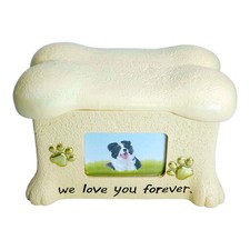Pet Urn Ashes Box with Photo Frame Loss Pet Memorial Remembrance Gift Yellow 