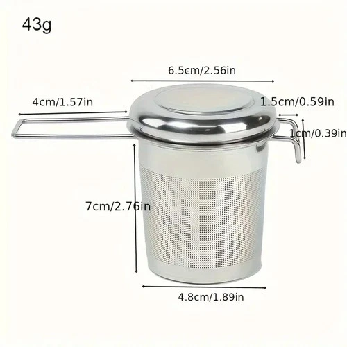 Stainless Steel Mesh Tea Infuser Strainer Metal Loose Leaf Cup Filter With Lid - Picture 7 of 7