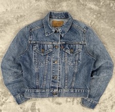 Vintage 70s Levis Jean Trucker Denim Jacket Mens Blue Orange Tab USA See Measure