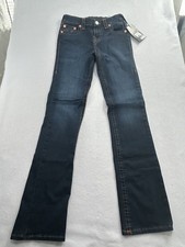 NWT True Religion Billie Mid Rise Straight Jeans Women  s Size 27 Dark Wash