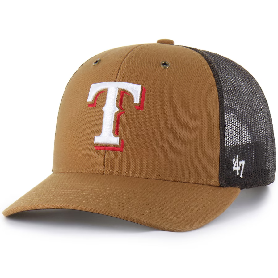 Texas Rangers Carhartt x '47 Trucker Adjustable Snapback Hat Cap