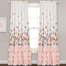 Lush Decor Flutter Butterfly Curtains 52"W x 84"L Pack of 2 , Pink