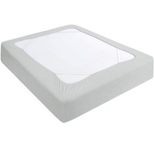 Box Spring Cover Queen, Elastic Fabric Wrap Around 4 Sides Bed Skirt, Sleek A...