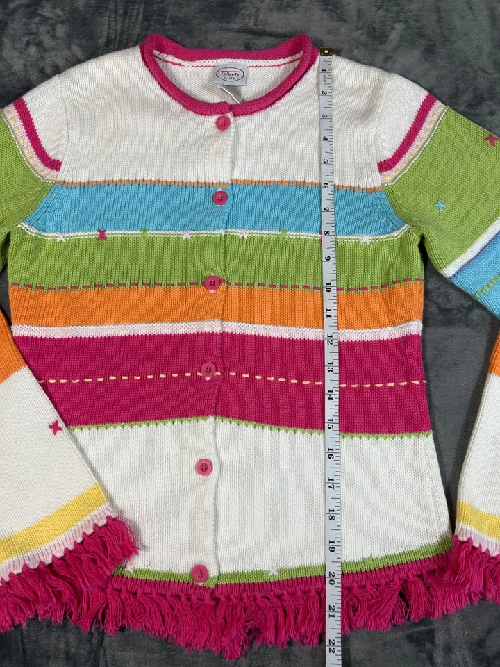 Cárdigan de Colección Y2K Talbot Niños Niñas Talla 14 Flecos a Rayas Colorido Granny Core Nuevo con Etiquetas Foto 4 de 4