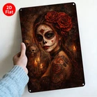 Vintage Halloween Rose Cave Garage Tin Metal Signs Home Décor 8x12