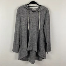 LOGO Lounge by Lori Goldstein Marled Waffle Hoodie Cloud Grey Size L A522798