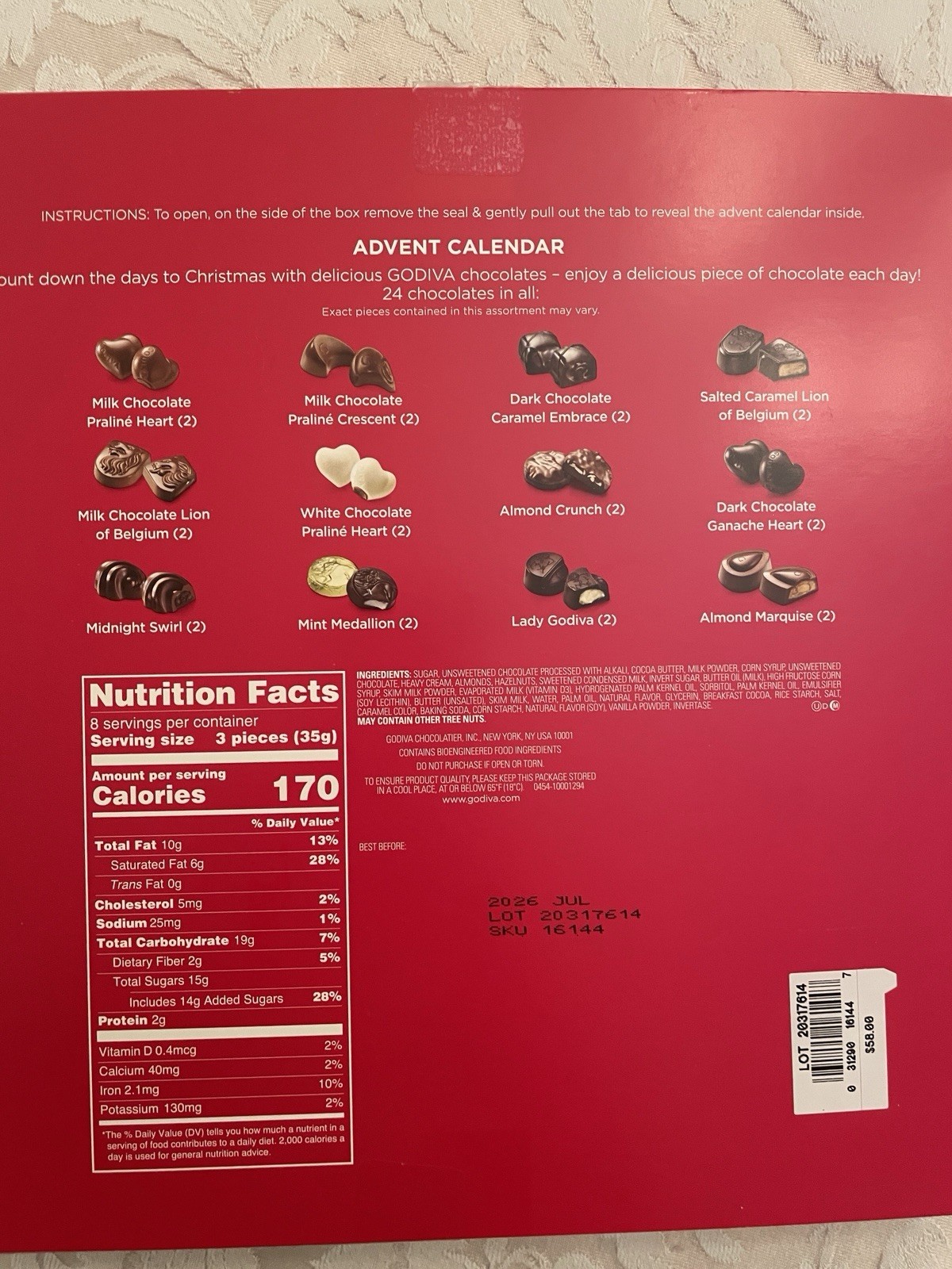 Godiva Chocolates-LIMITED EDITION-Advent Calendar-Hidden  24 Pc Box-NEW Sealed