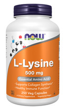 NOW Foods L-Lysine 500 mg 250 Caps 10/2030 EXP