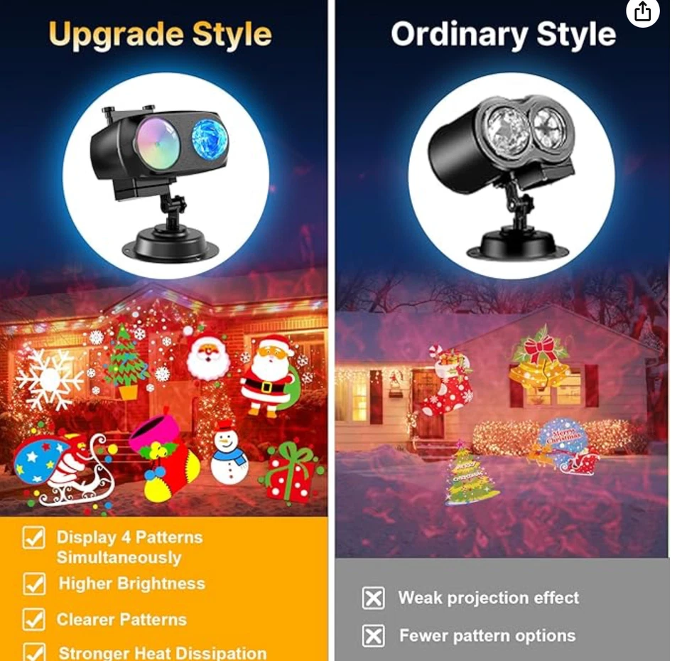 8-Pattern Christmas Projector Lights Outdoor 2-in-1, Holiday Projector Lights Ou - Image 4 of 4