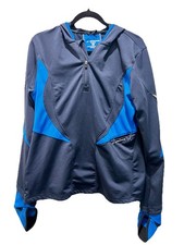 Brooks Women s Running Jacket Blue Performance Hooded Quarter Zip XL