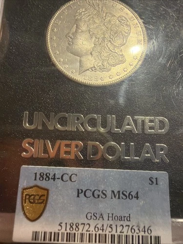 1884 CC CARSON CITY PCGS MS64 GSA Hoard Silver Morgan Dollar $1 US Coin