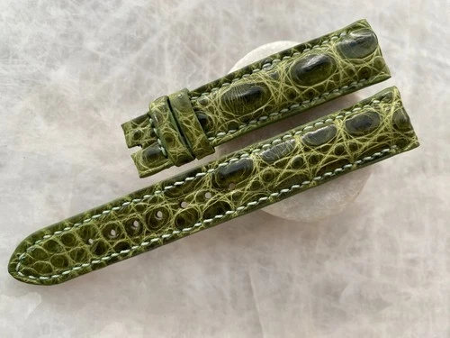18mm/16mm Green Alligator Crocodile Print Leather Watch Strap Band