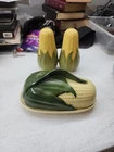 2 Vintage Shawnee Pottery USA Corn King Corn Large Salt & Pepper & Butter Dish