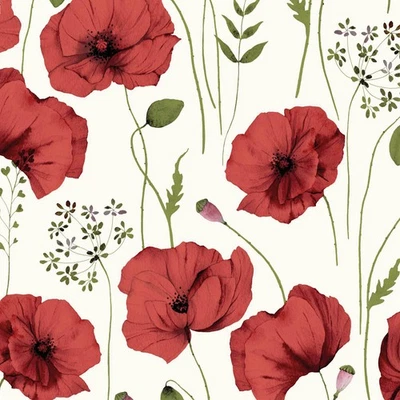 VMG-STORE Mohnblume 100% Baumwollstoff 0,5m Stoff Kinderstoff Meterware Nähen BB061