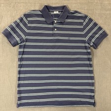 Brooks Brothers 1818 Mens XL Blue Striped Performance Polo Shirt Slim Fit