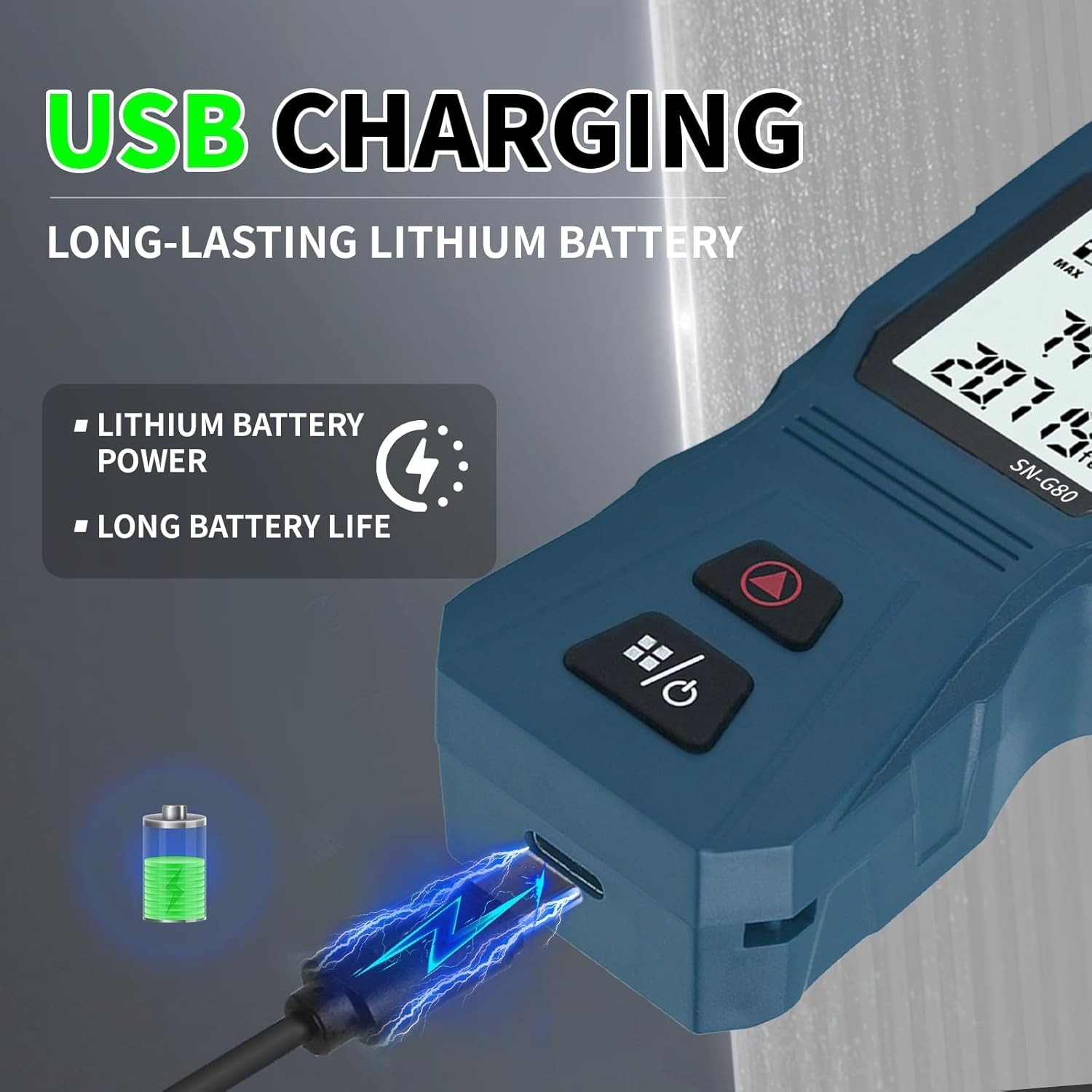 Mini Green Laser Distance Meter 262Ft – Rechargeable Digital Measuring Tool w... - Thumbnail 2