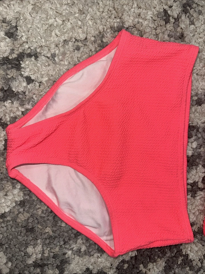 Antiguo Traje de Baño Azul Marino 2 Piezas Cintura Alta Parte Inferior Deportiva Top 10-12 Rosa Caliente Niñas LG Foto 3 de 4