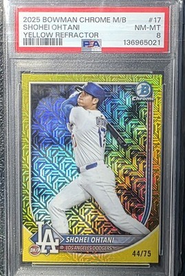 2025 Bowman Chrome Shohei Ohtani Yellow Refractor /75 PSA 8