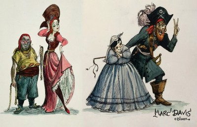 Pirates of the Caribbean Auction Scene Marc Davis Disney 13x19 Concept Art Print