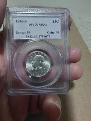 1946-S Washington Quarter PCGS MS66 Harder Find, Blue Insert With Series & Coin#