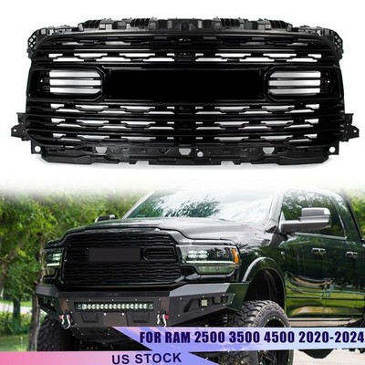 For 2019 2020-2024 RAM 2500 3500 4500 5500 Gloss Black Front Bumper Grille Grill