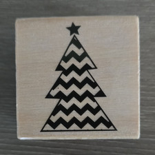 Craft Smart Wood Stamps Holidays Theme Christmas Tree Chevron Rubber Mounted