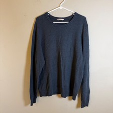Marine Layer Mens XL Crewneck Sweater Slate Blue Cotton Merino Wool Knit
