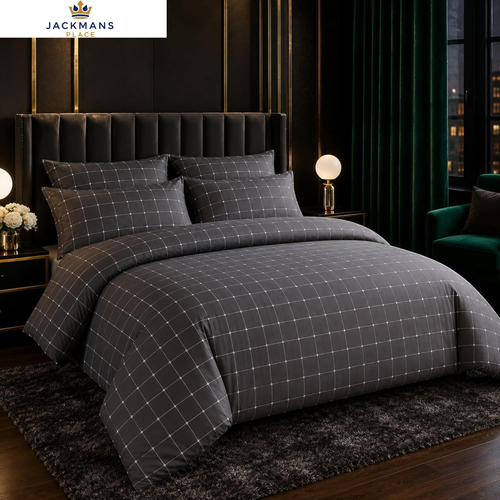 Lazzaro Super King Duvet Set (260 x 220 cm) - 3 Piece, Charcoal