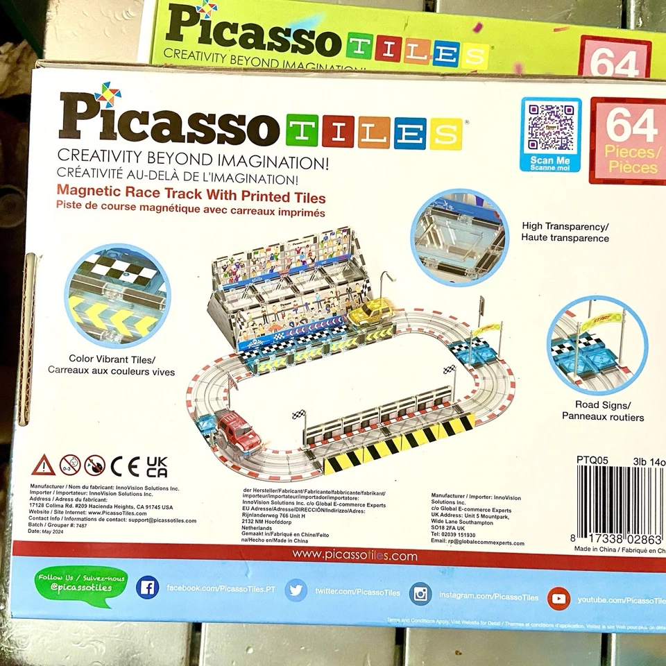 PicassoTiles 64 pieceMagnetic Racetrack Stadium Construction PTQ05 - Image 2 of 4
