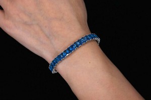 00tcw topaz 6mm emerald tennis sterling bracelet created cut silver
