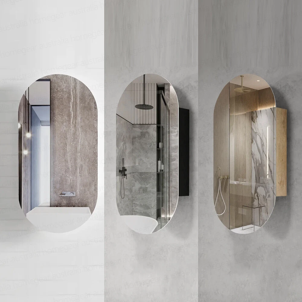 Oval mirror 2024 shaving cabinet