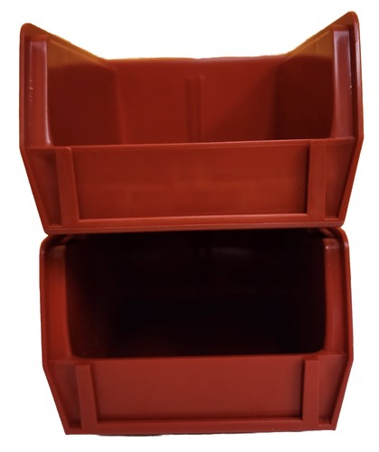 Menge 2 Quantenaufbewahrung QUS210 rot Kunststoff Stapel & Aufhängebehälter 5"" x 4"" x 3"" USA - Bild 1 von 6