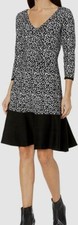 $95 Taylor Women's Gray Black Animal Print V-Neck Casual Sweater Dress Size S