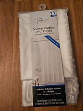 NEW - MAINSTAYS 13 PIECES SHOWER CURTAIN with HOOKS - 70 inch Width x 72 Inch L
