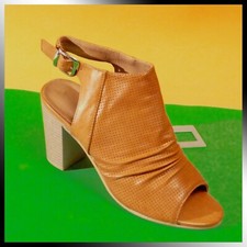 SANDALI DONNA  tacco  35 36 37 38 39 40 41   cuoio creta  elegante classico TT