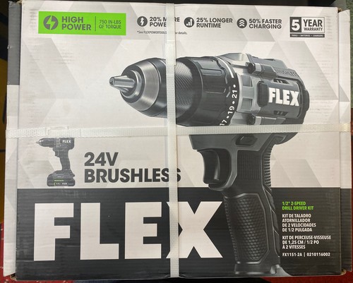 Flex 24-Volt 1/2-in Single Sleeve Keyless Ratchet Brushless Cordless Drill (2-Batteries Included and Charger Included) FX1151-2A