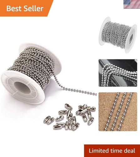 30 Feet Stainless Steel Ball Chains Necklace with 20pcs Connectors Clasps,Sil...