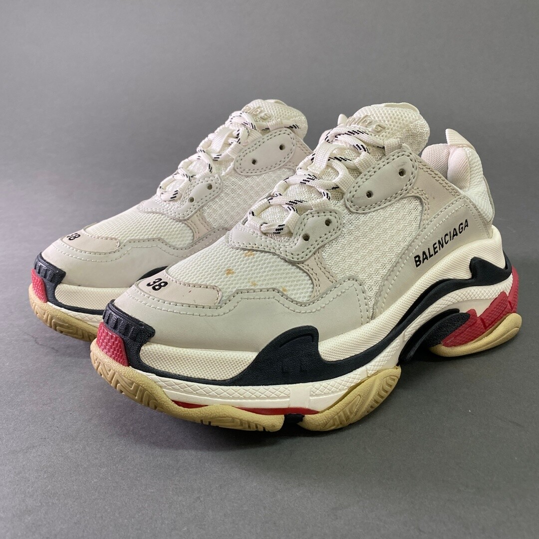 8l25 BALENCIAGA TRIPLE S ESDAD SNEAKER 25cm (9.84 in) WHITE LOGO 