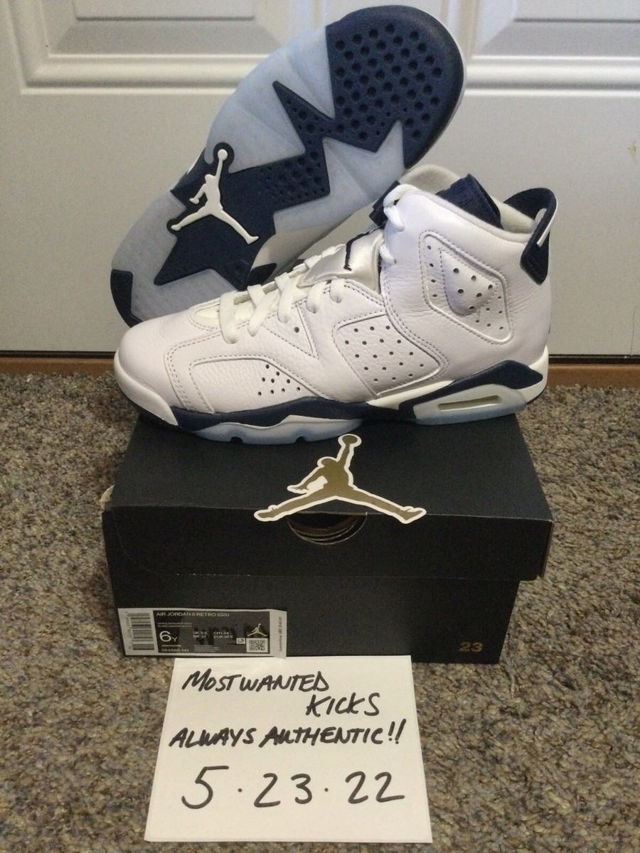 DS 2022 Nike Air Jordan Retro 6 Midnight Navy Grade School Sz 6Y