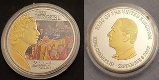 Queen Elizabeth II Gold Silver Coin Signed Funeral Dies 1926 King Charles III UK