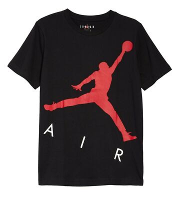 【Jordan】3カラー Jumpman ロゴ 半袖 Tシャツ / 送料無料 Jordan Jumpman Cotton Crew Neck Black T-Shirt with Red Logo