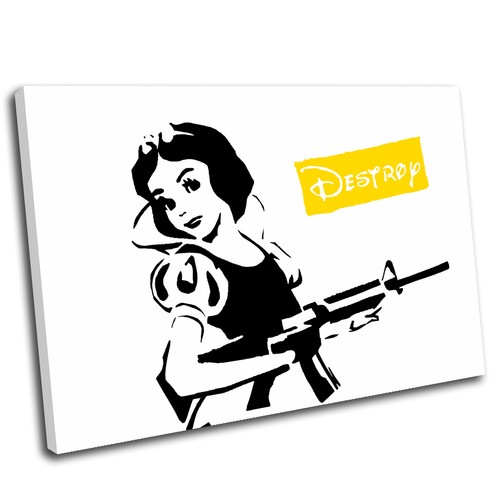 Banksy Destroy Disney Lona Arte Impresión Pared Imagen enmarcada CALIDAD PREMIUM Taa - Imagen 21 de 24