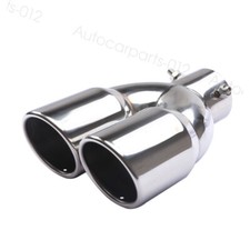 1pcs Inlet 2.5 Dual Exhaust Outlet Stainless Steel Sliver Exhaust Muffler Tip