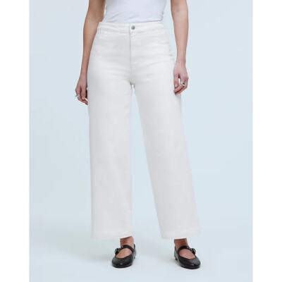 Madewell The Curvy Emmett Wide Leg Jean White Welt Pocket High Rise US 24 NWT