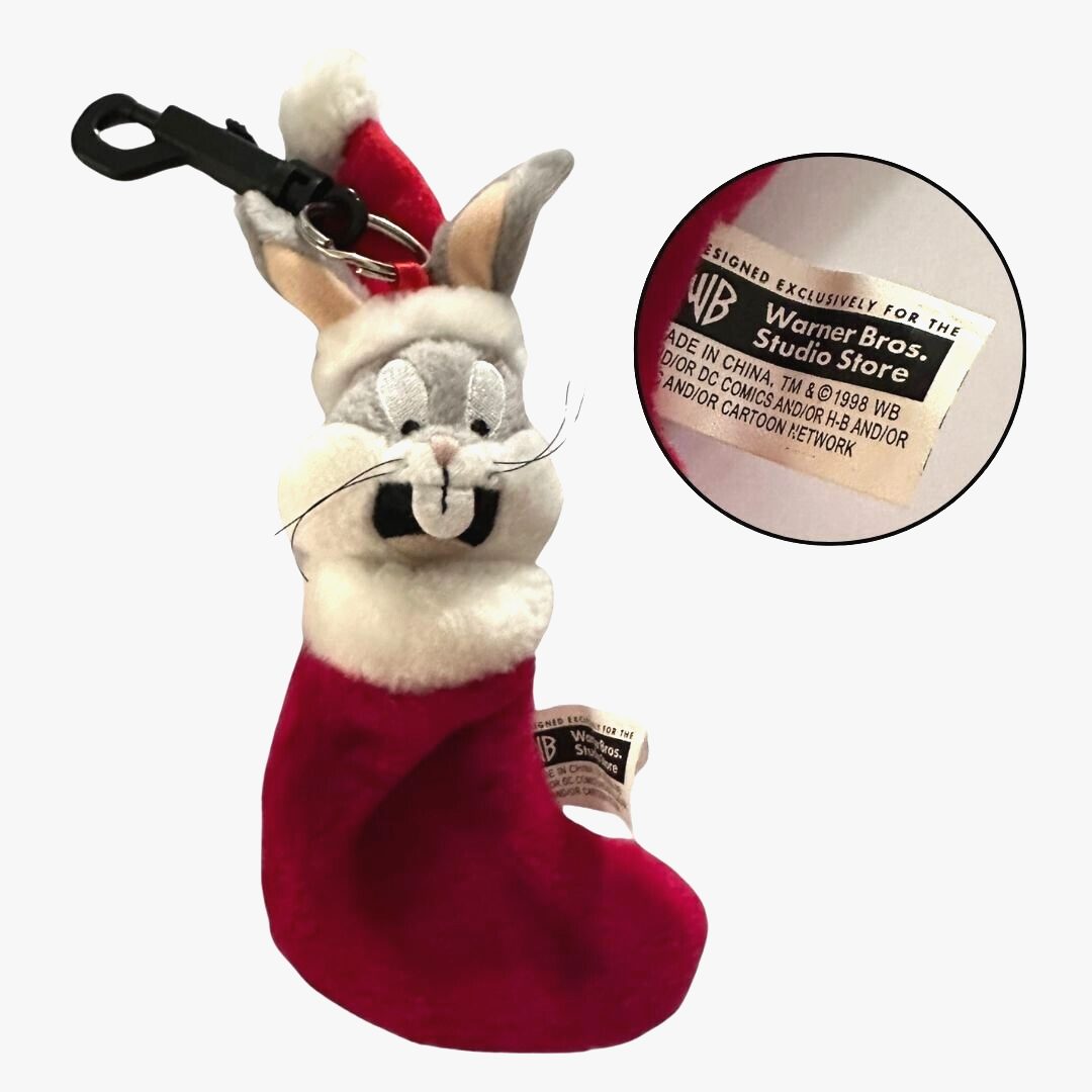 Vintage Bugs Bunny Christmas Stocking Keychain Classic Looney Tunes Collectible Accessory