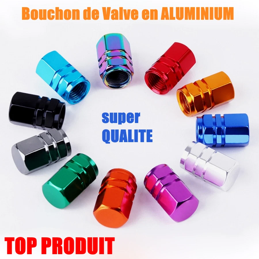 Bouchon Valve Pneu Roue Voiture Moto Quad Vélo Jante Alu Metal Fluo Trotinette