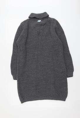 Blue Vanilla Damen Pullover grau V-Ausschnitt Acrylmischung Größe M